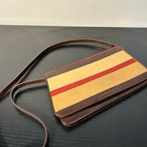 Striped Brown and Yellow Crossbody Bag